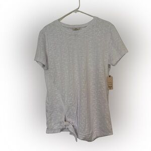 St. John's Bay White Textured Knot-Front Tee